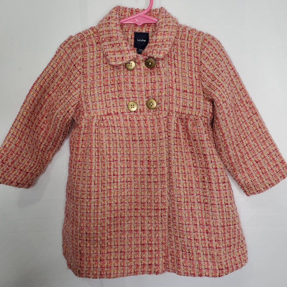 Baby Gap Pink Tweed Coat Size 18-24 Months